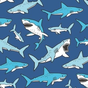 Sharks Shark Blue on Navy Blue