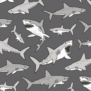 Sharks Shark Grey on Dark Grey