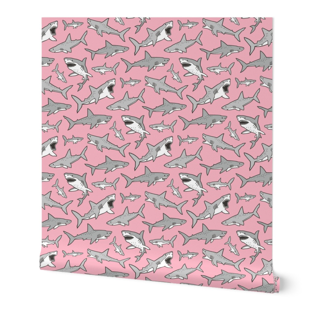 Sharks Shark Grey on Pink