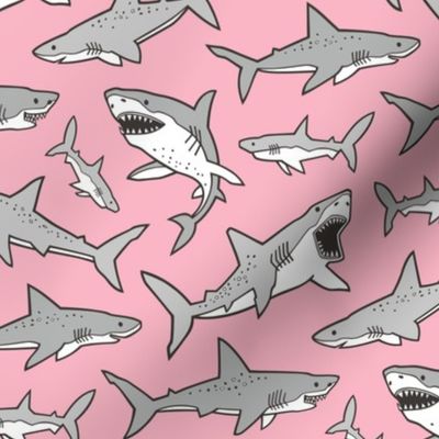 Sharks Shark Grey on Pink