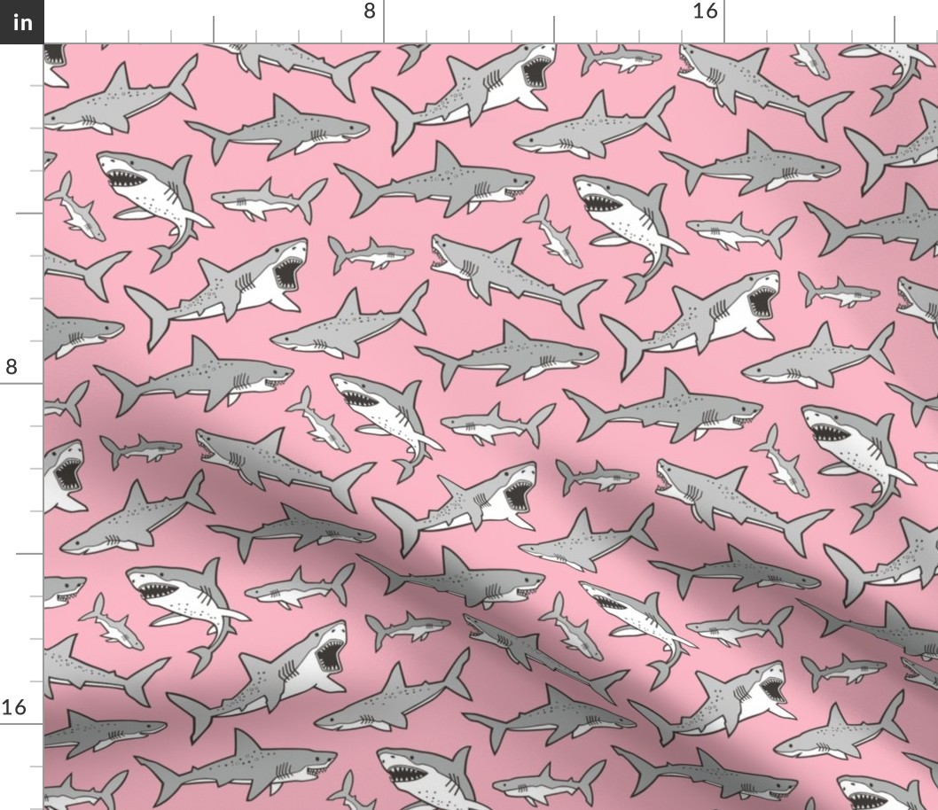 Sharks Shark Grey on Pink