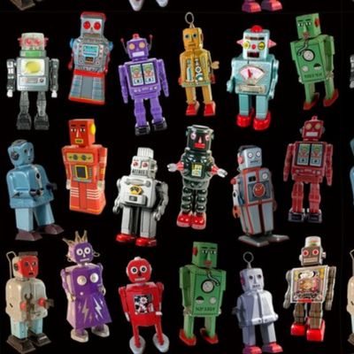 Vintage Toy Robots - mini black