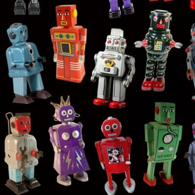 Vintage Toy Robots - small black
