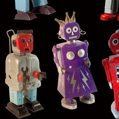 Vintage Toy Robots - medium black