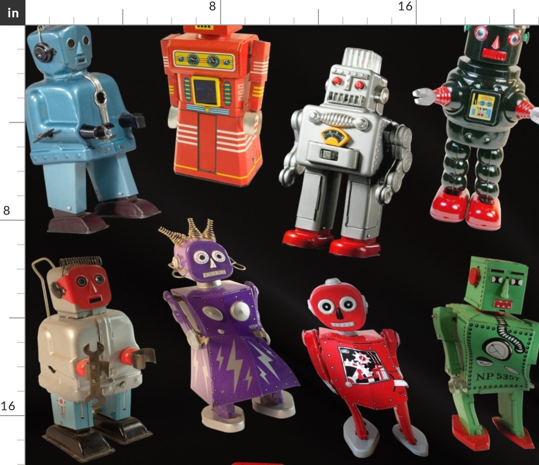 Vintage Toy Robots - large black