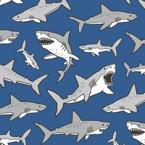 Sharks Shark Grey on Navy Blue