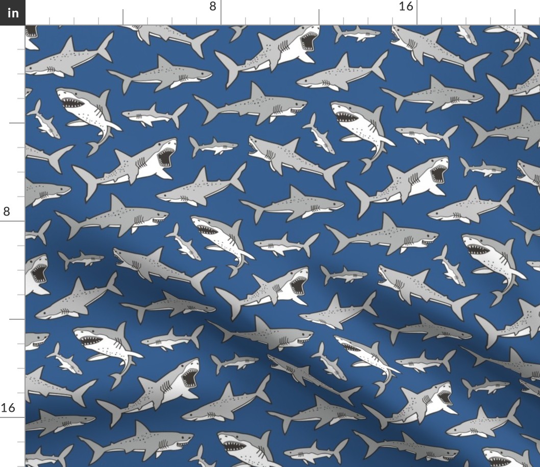 Sharks Shark Grey on Navy Blue
