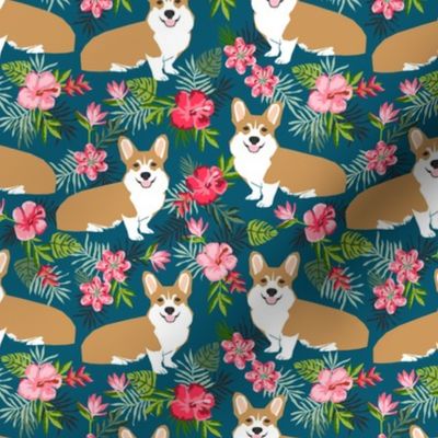 corgi hawaiian fabric tropical palms print fabric dogs fabric 