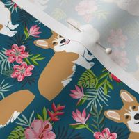 corgi hawaiian fabric tropical palms print fabric dogs fabric 