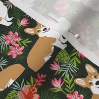corgi hawaiian fabric tropical palms print fabric dogs fabric 