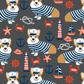 corgi nautical summer fabric sailor sailboat fabric corgis dog fabric