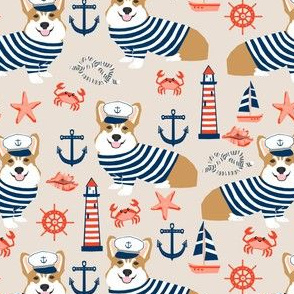 corgi nautical summer fabric sailor sailboat fabric corgis dog fabric