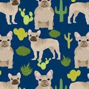 fawn frenchie fabric french bulldog cactus fabric