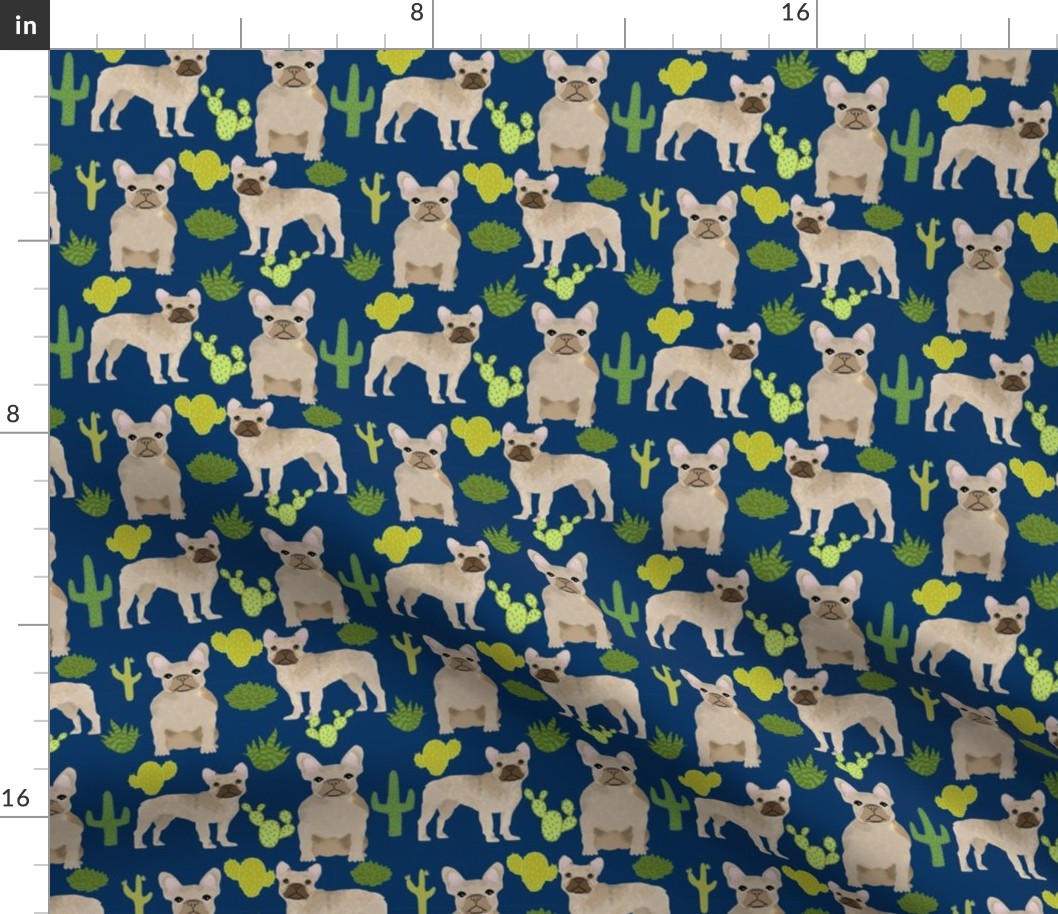 fawn frenchie fabric french bulldog cactus fabric