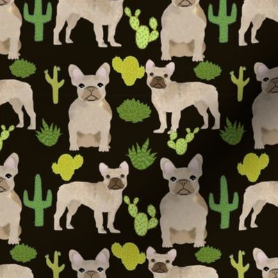 fawn frenchie fabric french bulldog cactus fabric