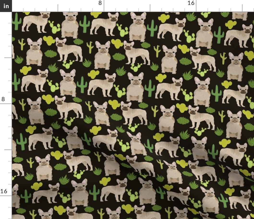 fawn frenchie fabric french bulldog cactus fabric