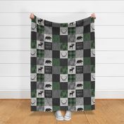 Adventure Awaits Quilt- Pine Green, Black, And Grey