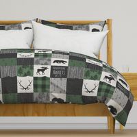 Adventure Awaits Quilt- Pine Green, Black, And Grey