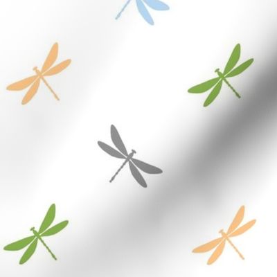 Dragonflies- Greenery, Prach, Blue, Gray