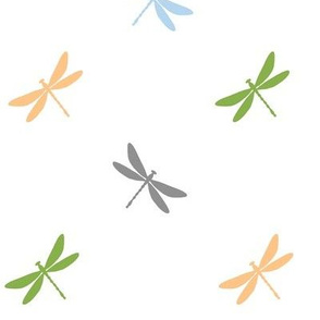 Dragonflies- Greenery, Prach, Blue, Gray
