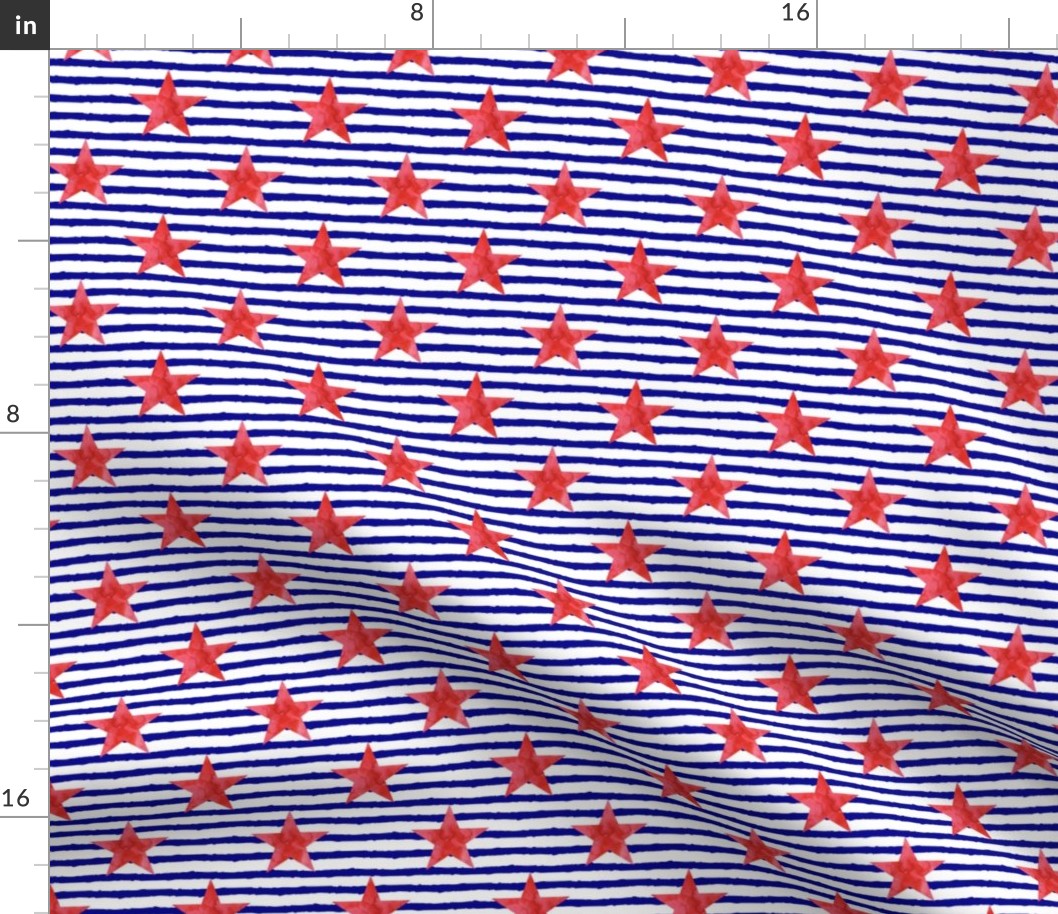 watercolor star on blue stripes