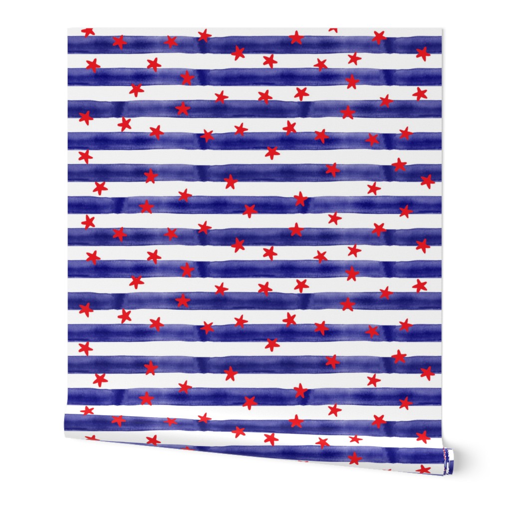 stars and stripes (red on blue)