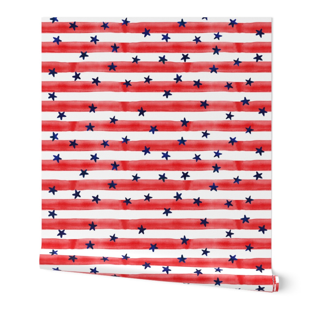 stars and stripes (blue on red)