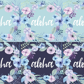 Aloha Lovey floral wreath 6UP Mint and Navy Blue
