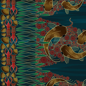 Catfish Fabric, Wallpaper and Home Decor