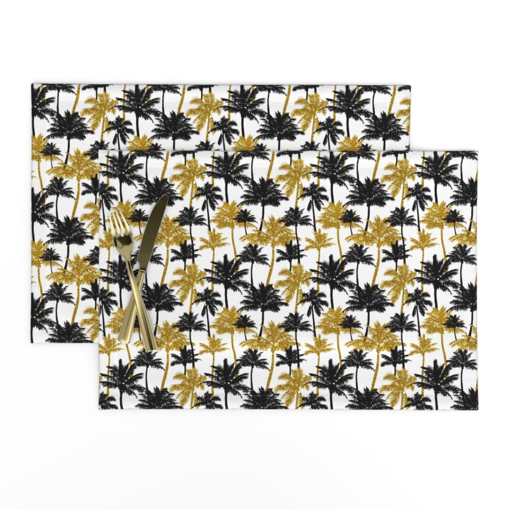 gold glitter palm trees - white, mini