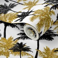 gold glitter palm trees - white, mini