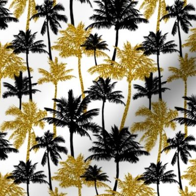 gold glitter palm trees - white, mini