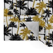 gold glitter palm trees - white, mini