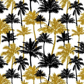 gold glitter palm trees - white, mini