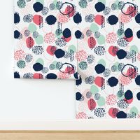 abstract painted fabric nursery fabric coral and mint fabric