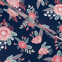 coral florals fabric coral flower design