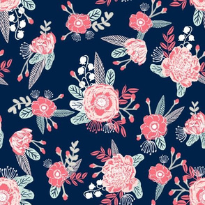 coral florals fabric coral flower design