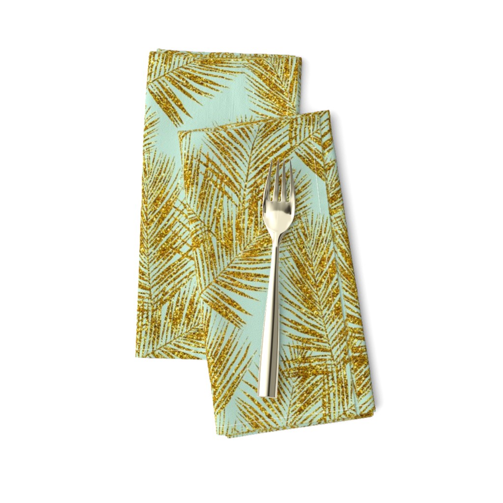 gold glitter palm leaves - mint, mini