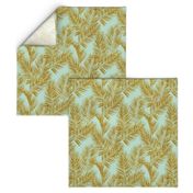 gold glitter palm leaves - mint, mini