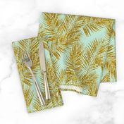 gold glitter palm leaves - mint, mini