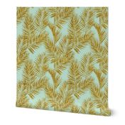 gold glitter palm leaves - mint, mini