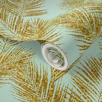 gold glitter palm leaves - mint, mini