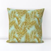 gold glitter palm leaves - mint, mini