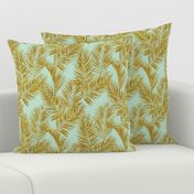 gold glitter palm leaves - mint, mini