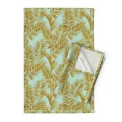 gold glitter palm leaves - mint, mini