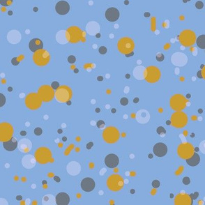 Speckles Splotches and Spots in Sky Blue and Yellow