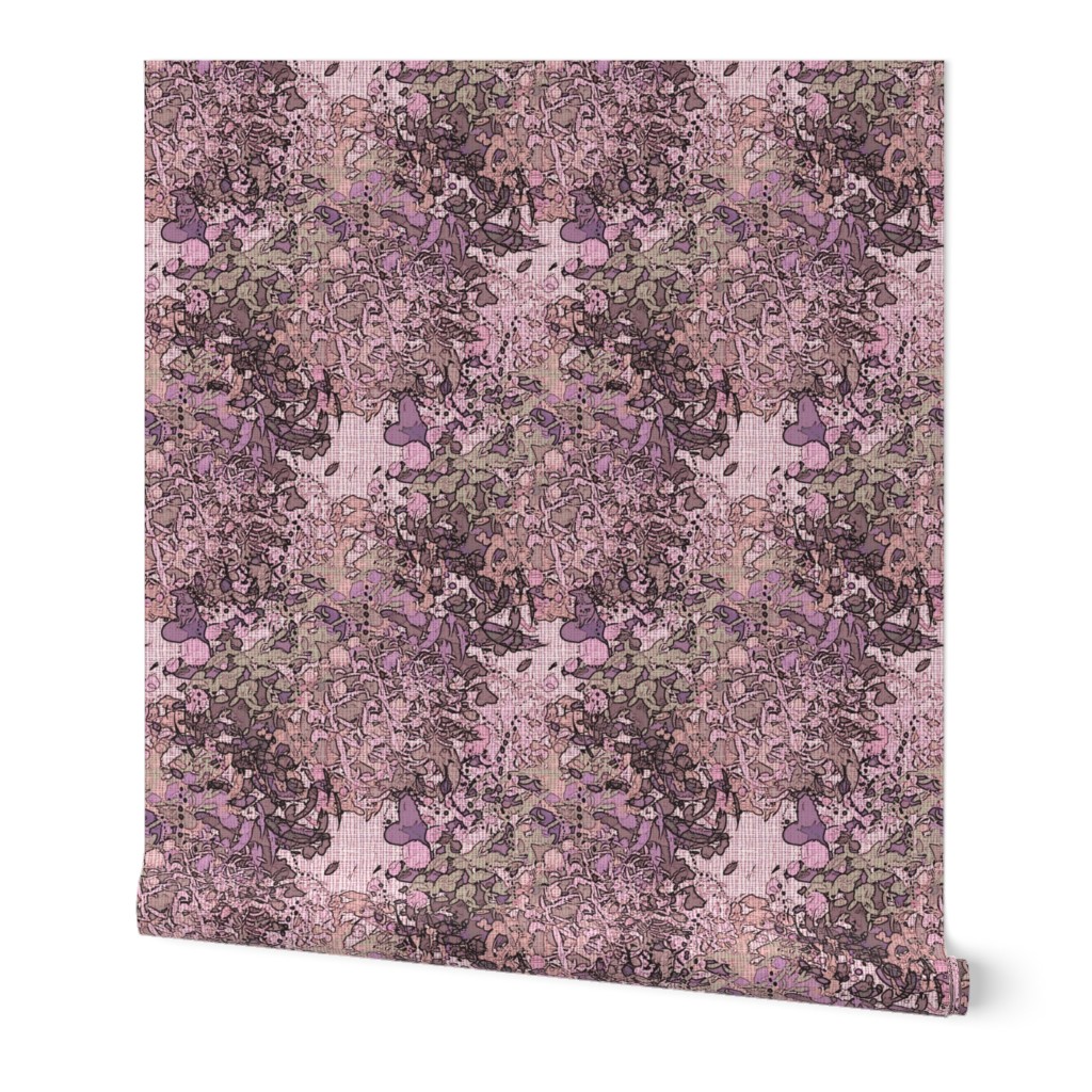  English garden pink purple tan traditional botanical flowers 