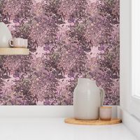  English garden pink purple tan traditional botanical flowers 