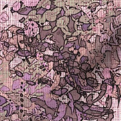  English garden pink purple tan traditional botanical flowers 