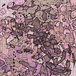  English garden pink purple tan traditional botanical flowers 